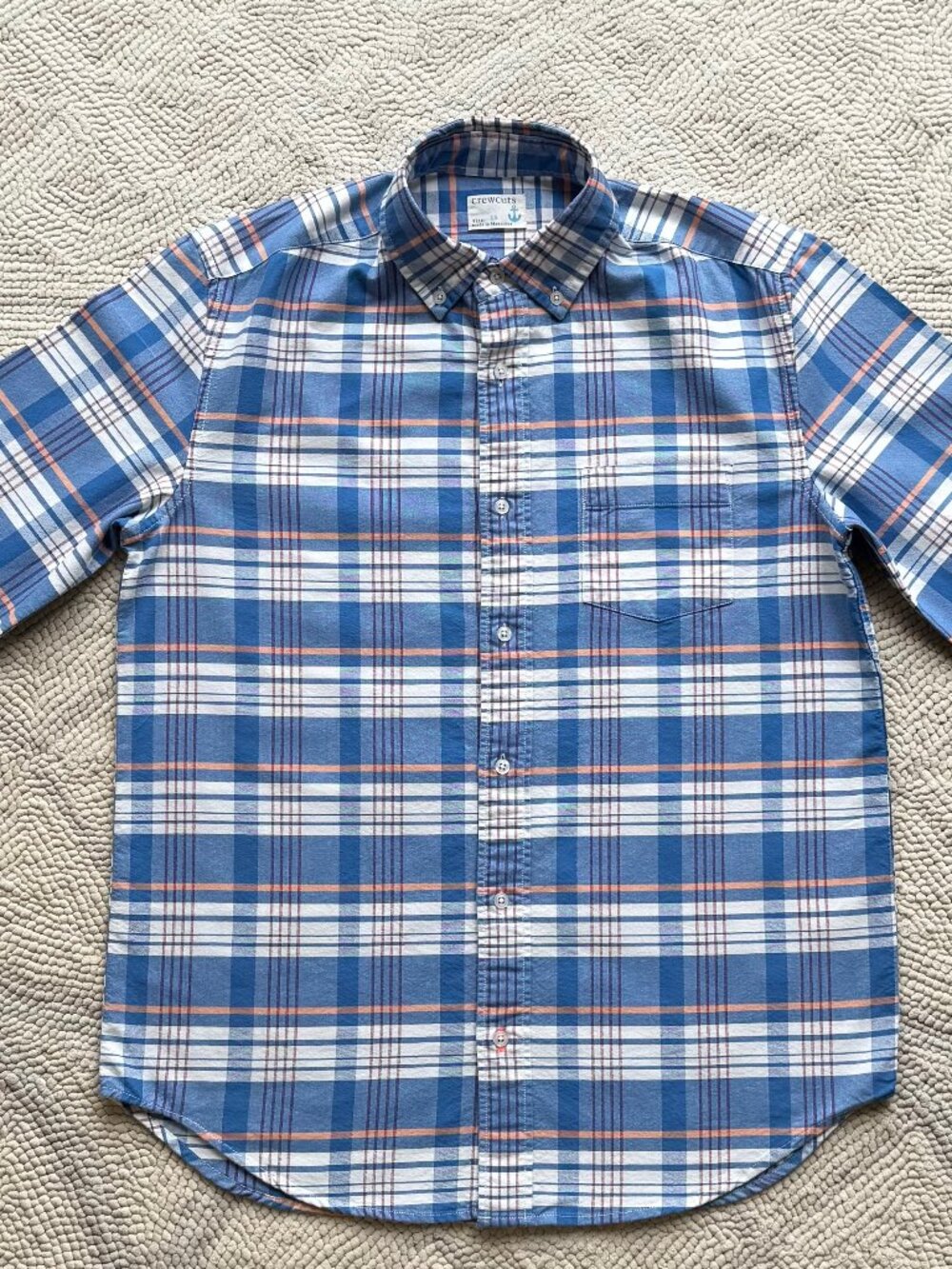 J.Crew Crewcuts Boys Plaid Button-Down Shirt NWOT Size 16 100% Cotton